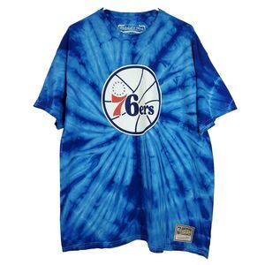 Philadelphia 76ers Mitchell‎ & Ness NBA XL XLarge Shirt Blue Tie Dye Sixers NWT